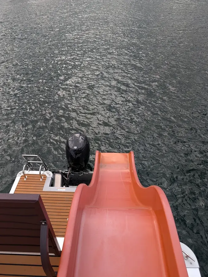 Looking down the water slide into Okanagan Lake